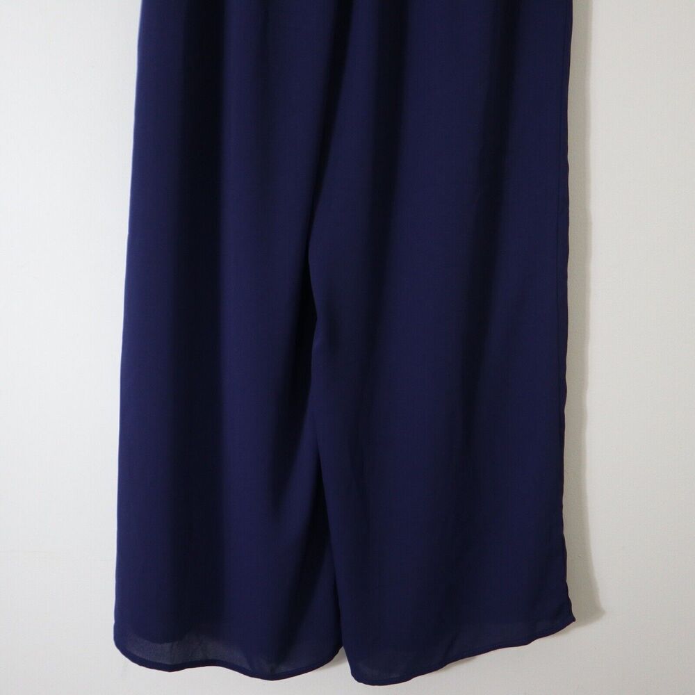 J.McLaughlin Size 6 Candela Pant Wide Leg Navy Blue Crepe Flowy Pleated - Picture 11 of 11